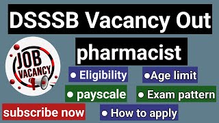 DSSSB pharmacist Nursing vacancy out 🔊  pharmacy officer 2024 RKpharmarock [upl. by Courtnay]