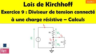 Lois de Kirchhoff  Exercice 9  Diviseur de tension connecté à une charge résistive [upl. by Utta862]