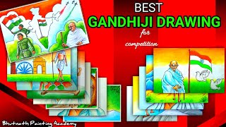 best Gandhiji drawing for competition [upl. by Sesylu]