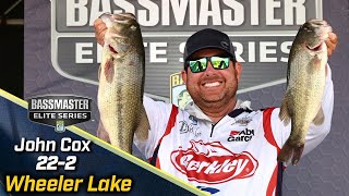 John Cox leads Day 1 of Bassmaster Elite at Wheeler Lake with 22 pounds 2 ounces [upl. by Elicec]