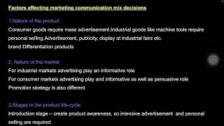 Factors affecting marketing communication mix decisions [upl. by Anitsirhk]