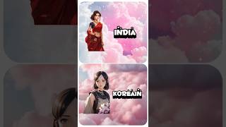 💞india 🇮🇳 vs 💖 koreain 🌈🌙 hairstyle 💥 dress 👗❤️ watch ⌚💫 shorts fashion shortsfeed [upl. by Htenaj133]