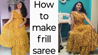 Frill saree बनाएं एक साधारण सी साड़ी से viral simplescreation1043 [upl. by Tormoria]