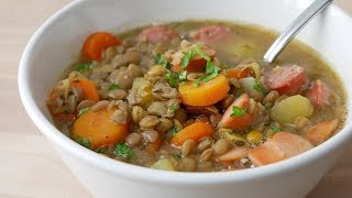 Deftige Linsensuppe mit Würstchen  Hearty Lentil Soup with Sausages  ENG SUBS [upl. by Africah]