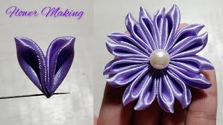 Making Ribbon Flowers Super Easy  Hand Embroidery Tips With Ribbon  Ribbon Work  Hoa tự làm [upl. by Nalloh740]