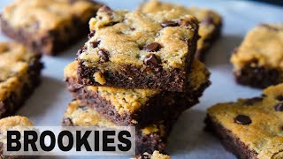 Easy Chocolate Chip Cookie Brownies Recipe  Brookies [upl. by Hazlett]