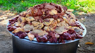 CHICKEN LIVERS Prepared by uncle  Liver Fry  food fun village [upl. by Aihsenek]