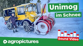 Winterdienst extrem Unimog mit Schneefräse  Schneeräumen in den Bergen  Agropictures Sound Video [upl. by Lizette]