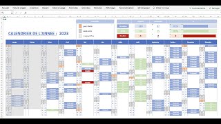 Créer un calendrier dynamique annuel 2 complexe mais complet  Tuto Excel [upl. by Yenruoc]