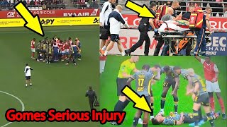 Angel Gomes terrible head injury Collided with Amadou  Reims vs Lille LOSC  Angel Gomes injury [upl. by Aihsemat]