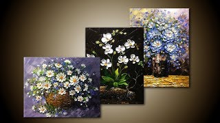 Paint flowers with palette knife techniques  Slideshow version [upl. by Halueb]