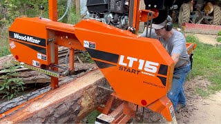 79 LOGGINGFROM LOG TO SAWMILL TO BEAM woodmizer chainsaw firewood timberframe [upl. by Brockie296]