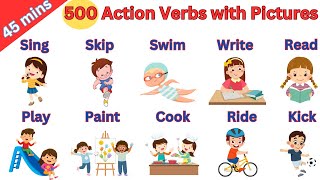 500 Action Verbs  English Vocabulary  kidslearning classroomlanguage phrasalverbs forkids [upl. by Schweitzer]