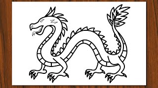 Easy How to Draw a Chinese Dragon Drawing Tutorial for Beginners [upl. by Welker]