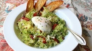 Salad Lyonnaise  Frisee Salad with Shallot Dijon Dressing Bacon and Poached Egg [upl. by Okorih]