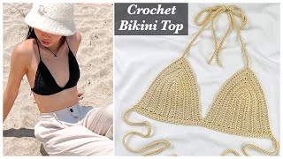 Easy Crochet Simple Bikini Top  Chenda DIY [upl. by Yerdua569]