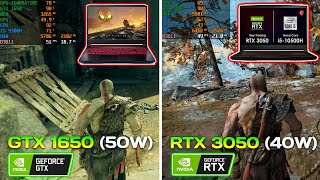 GTX 1650 50W vs RTX 3050 40W  5 Games Side by Side Comparison  2022 [upl. by Lehcim]