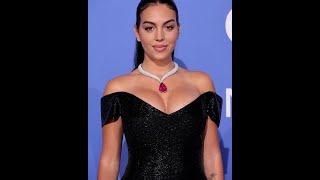 Georgina Rodriguez in a black haute couture dress at Cannes 2023 cr7 georgina cannes fashion [upl. by Ainomar669]