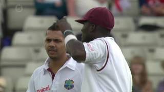 Sunil Narine Bowls his 1st Ball in Test Match v England 3rd Test 2012 [upl. by Esyak]