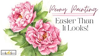 Easier than it Looks How to Paint Beautiful Peonies Watercolor Flowers [upl. by Bradway]