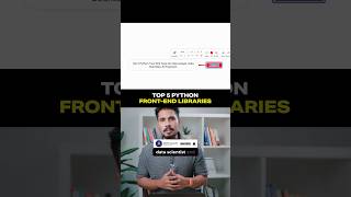 Python Top 5 FrontEnd Libraries for Data Analyst amp Data Scientist python datascience fullstack [upl. by Nosna]
