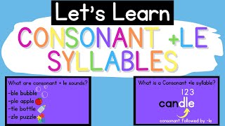 Consonant  le Syllables Syllable Types [upl. by Aicatan]