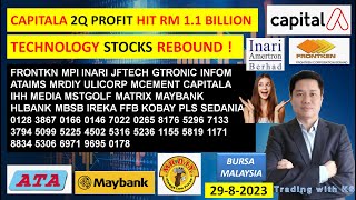 Daily KLSE BURSA UPDATE  3082023💥CAPITALA 2Q PROFIT HIT RM 11 BILLION💥TECHNOLOGY STOCKS REBOUND💥 [upl. by Highams]