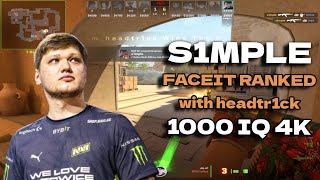 s1mple plays FACEIT Ranked 228 w headtr1ck Mirage Mar 12 2024  CS2 POV [upl. by Paxton]