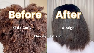 Hair Vlog 4C Natural to Straight at Home  How To Tutorial [upl. by Baskett]