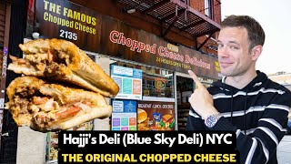 Eating the Original NYC Chopped Cheese Sandwich at Hajji’s Blue Sky Deli [upl. by Dwight]