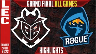 G2 vs RGE Highlights ALL GAMES  Playoffs Grand Final LEC Summer 2022  G2 Esports vs Rogue [upl. by Fleisher114]