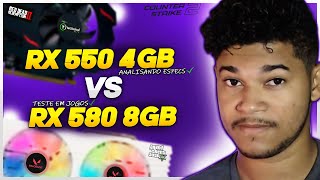 RX 550 4GB VS RX 580 8GB QUAL A MELHOR PLACA CUSTO BENEFICIO ESPECIFICAÇÕES  TESTE EM JOGOS [upl. by Ahsiekan565]