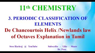 De Chancourtois Helix Newlands law of Octaves  in Tamil  11th Chemistry [upl. by Oruntha]