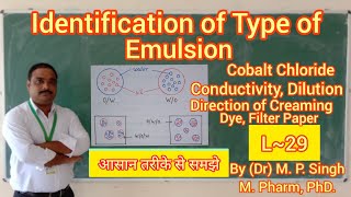 Tests for Identification of Type of Emulsion  Biphasic Liquid  Emulsion  Pharmaceutics  L29 [upl. by Baiel]