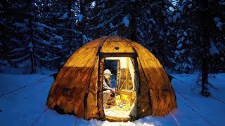 Winter Camping In Russian Bear Hot Tent [upl. by Mani]