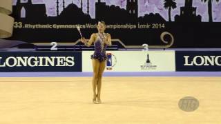 STANIOUTA Melitina BLR  2014 Rhythmic Worlds Izmir TUR  Qualifications Clubs [upl. by Nitsreik]