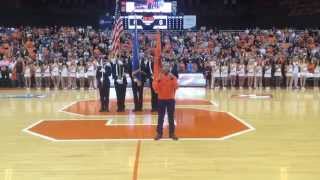 Caleb Carroll 12 yrs old sings National AnthemSyracuse Mens Bball game Instagram calebcarrollmusic [upl. by Bilac]