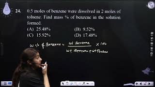 05 moles of benzene were dissolved in 2 moles of toluene Find mass  of benzene in the solutio [upl. by Frere351]