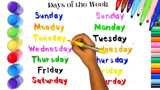 Days Of The Weeks Writting  Sunday  Monday  Tuesday  Wednesday  Thursday  Friday  Saturday 🎨 [upl. by Ahsema]