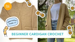 Simple Crochet Cardigan Tutorial  SUPER BEGINNER  LoveCrafts [upl. by Bendite]