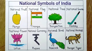 National symbols of India drawingHow to draw National symbols of India easy way [upl. by Thebault]