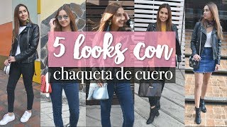 5 LOOKS CON CHAQUETA DE CUERO NEGRA  ALEJANDRA NIETO [upl. by Frasquito]