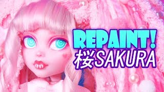 Repaint Sakura Pink Draculaura Monster High Custom OOAK Doll [upl. by Phelan]