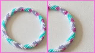 Schéma gratuit  bracelet chevron spirale crochet tuto pour droitiers [upl. by Merissa89]