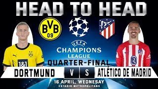 BORUSSIA DORTMUND vs ATLETICO DE MADRID  Head to Head Stats  QUARTERFINAL  BVB vs ATM  UEFA [upl. by Adolphe]