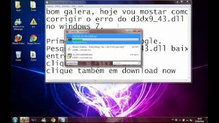 Erro d3dx943dll do Windows 7 [upl. by Nalek267]