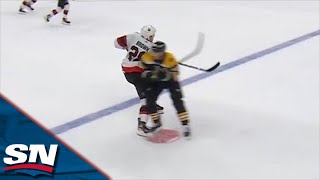 Brad Marchand Heads To Box For Questionable Hit On Connor Brown [upl. by Ahsaeit]