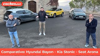 Hyundai Bayon  Kia Stonic  Seat Arona  Comparativa SUV  Test  Review en español  cochesnet [upl. by Farl537]