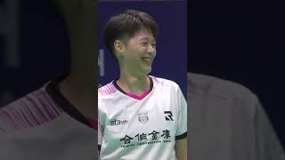 Behindtheback placement from Akane Yamaguchi shorts badminton BWF [upl. by Ynahpets704]