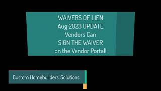 4700 07 Waivers UpdateVendor Portal To Sign Waivers [upl. by Garland]